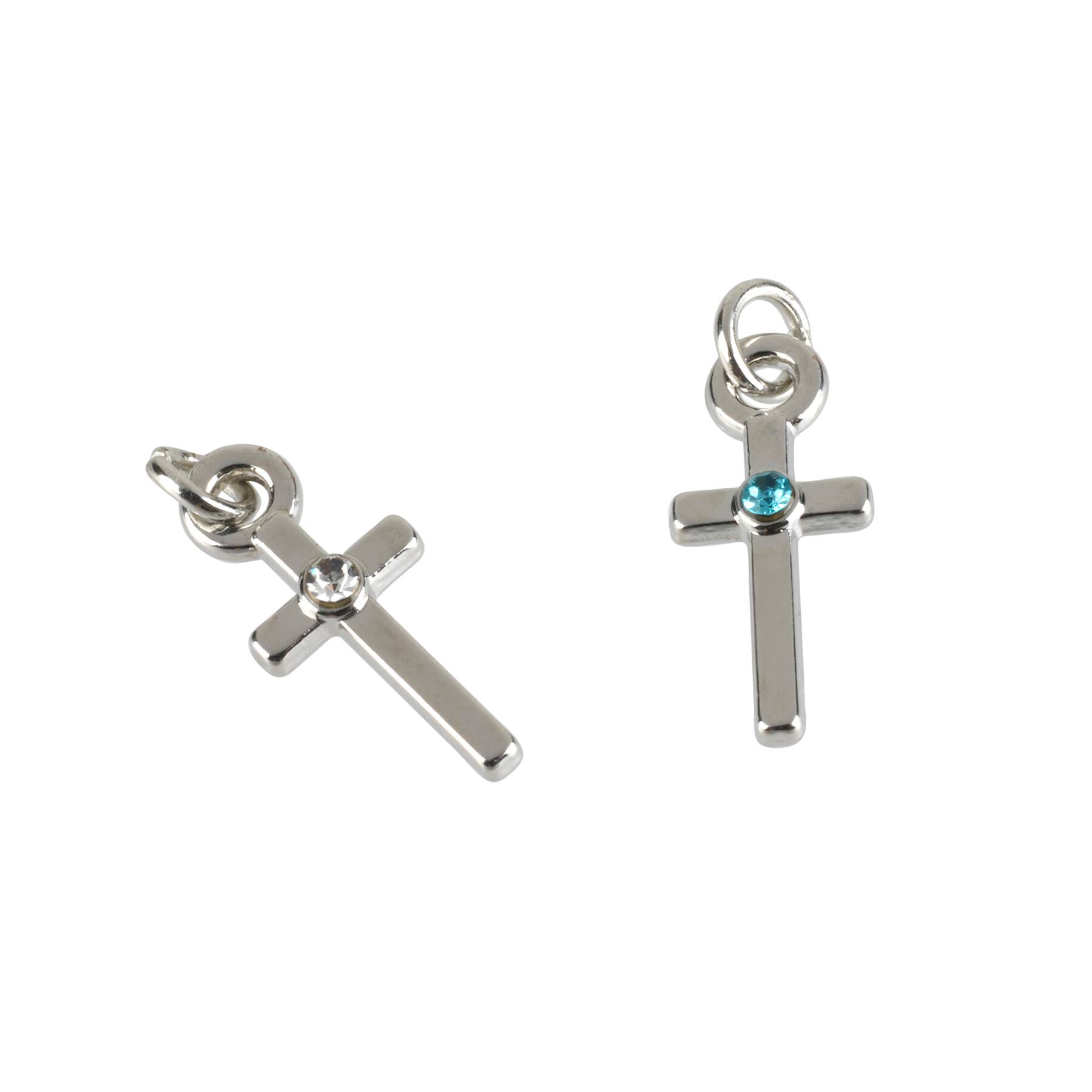 Charmalong™ Rhodium Cross Birthstone Charms by Bead Landing™ - Image 3