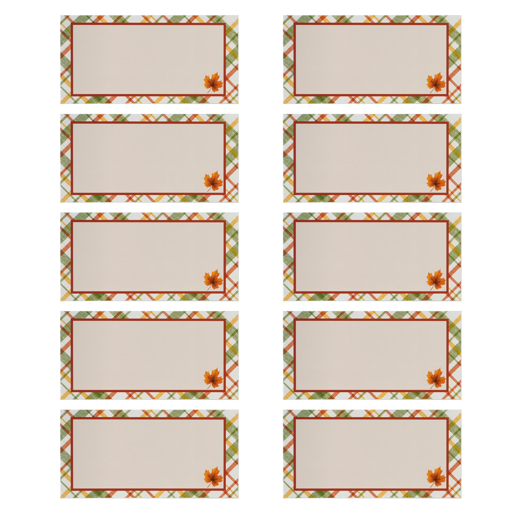 Thanksgiving Plaid Paper Place Cards, 10 pack. by Celebrate It™