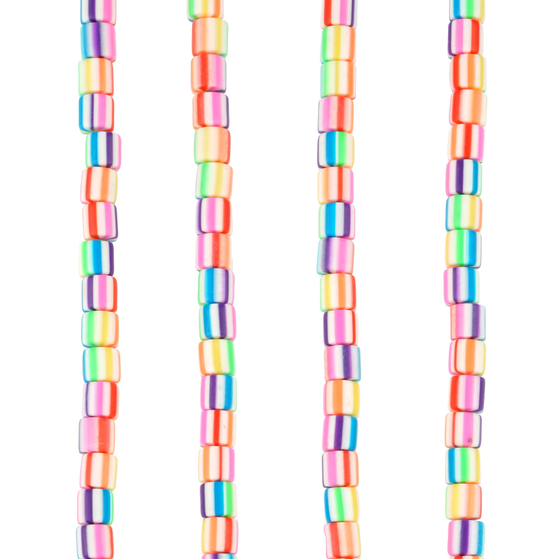 Multicolor Striped Clay Tube Beads, 5.8mm by Bead Landing™