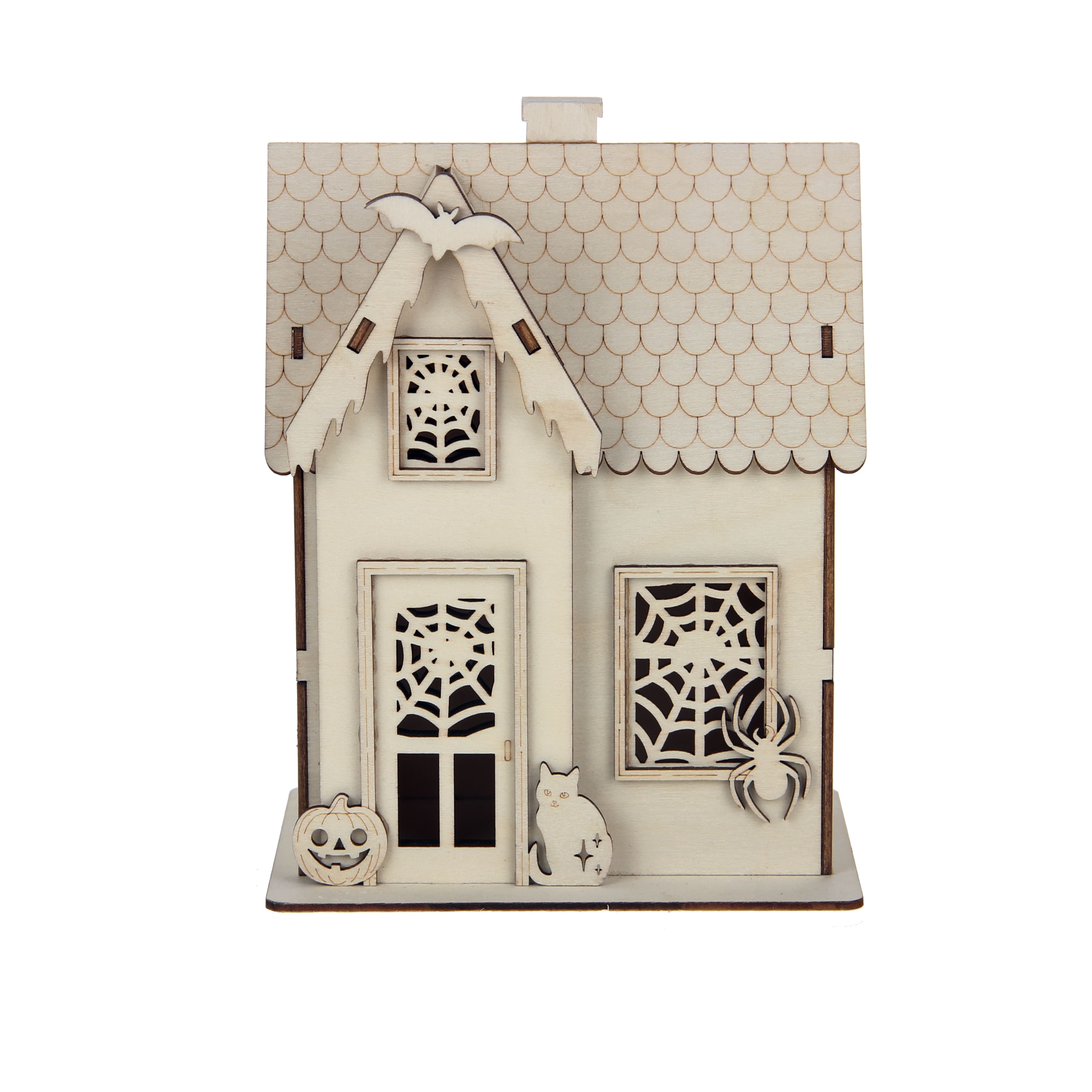 7.5" Spiderweb Cottage DIY LED Wood Décor by Make Market®