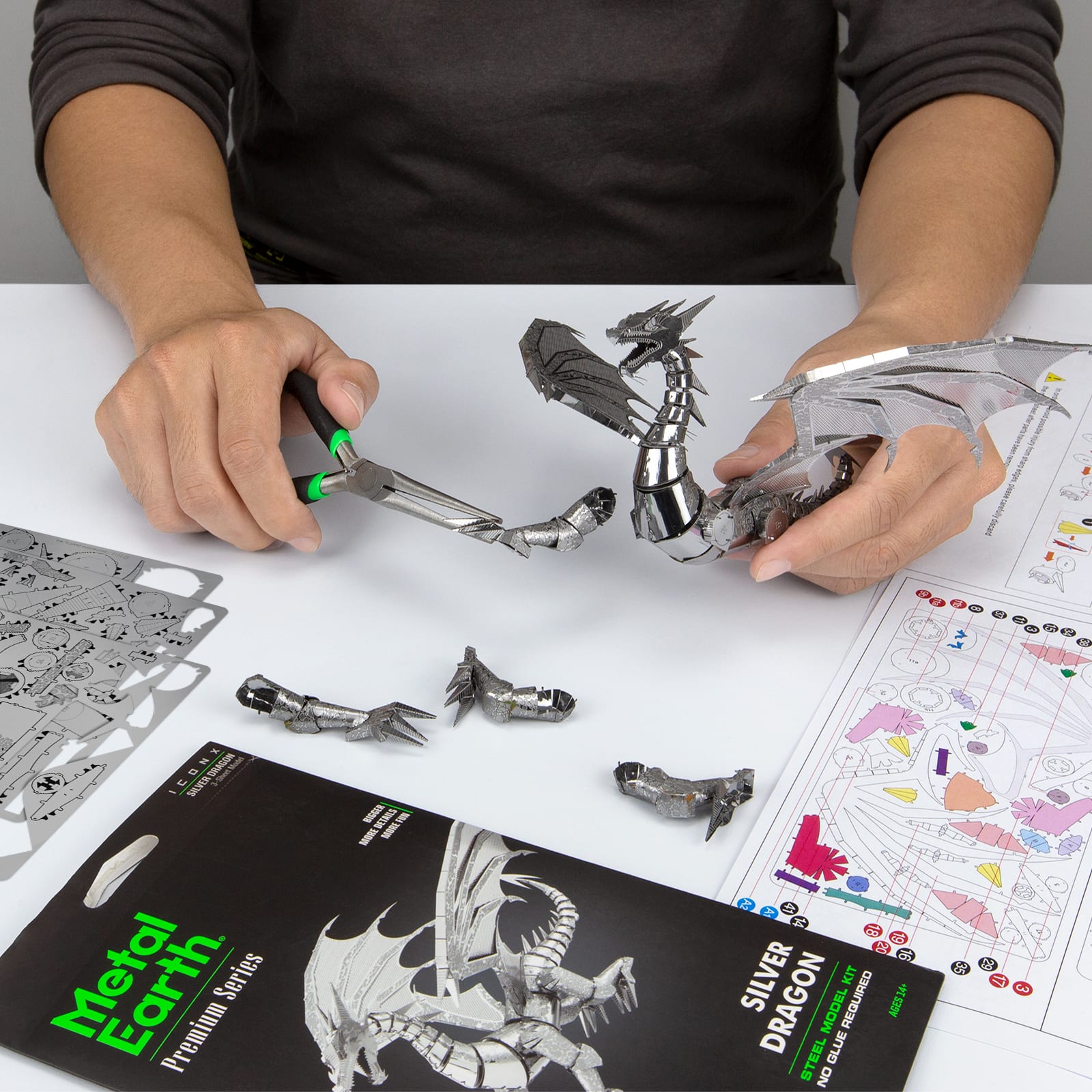 Metal Earth® Silver Dragon Steel Model Kit - Image 3