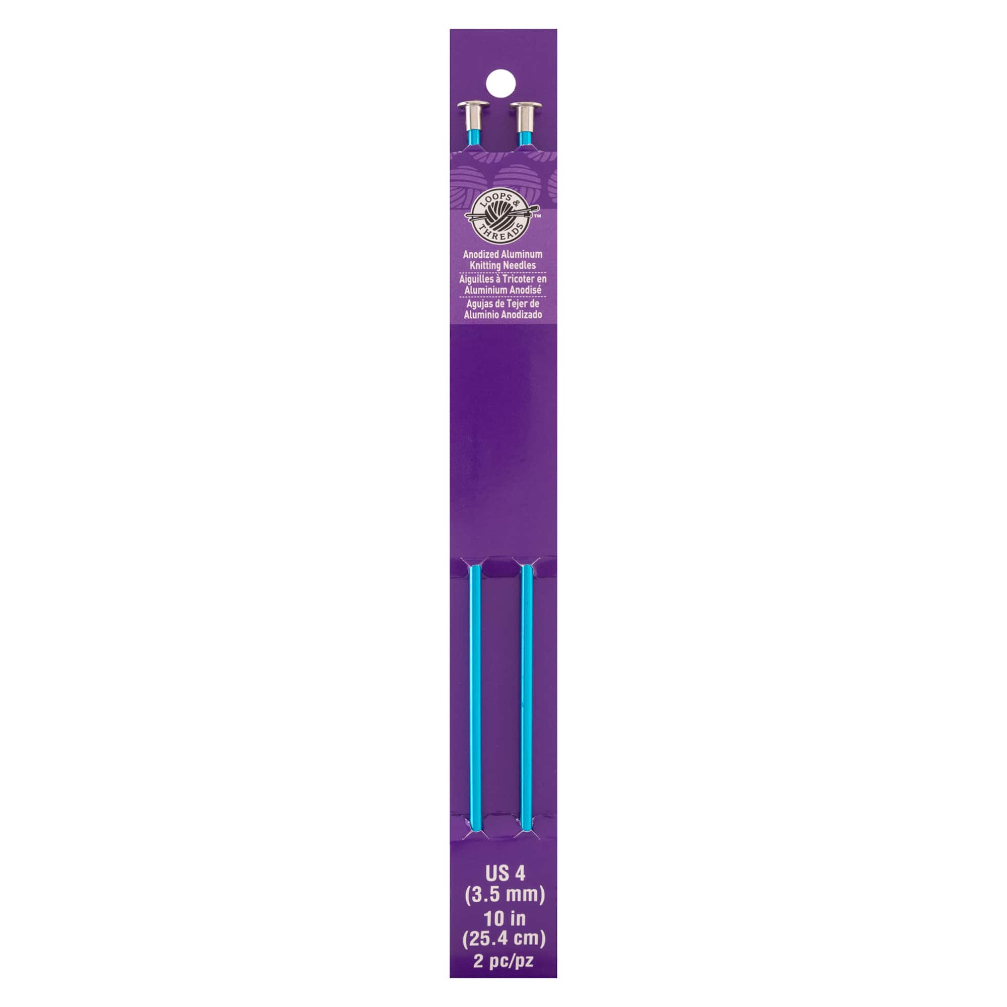 10" Anodized Aluminum Knitting Needles by Loops & Threads®