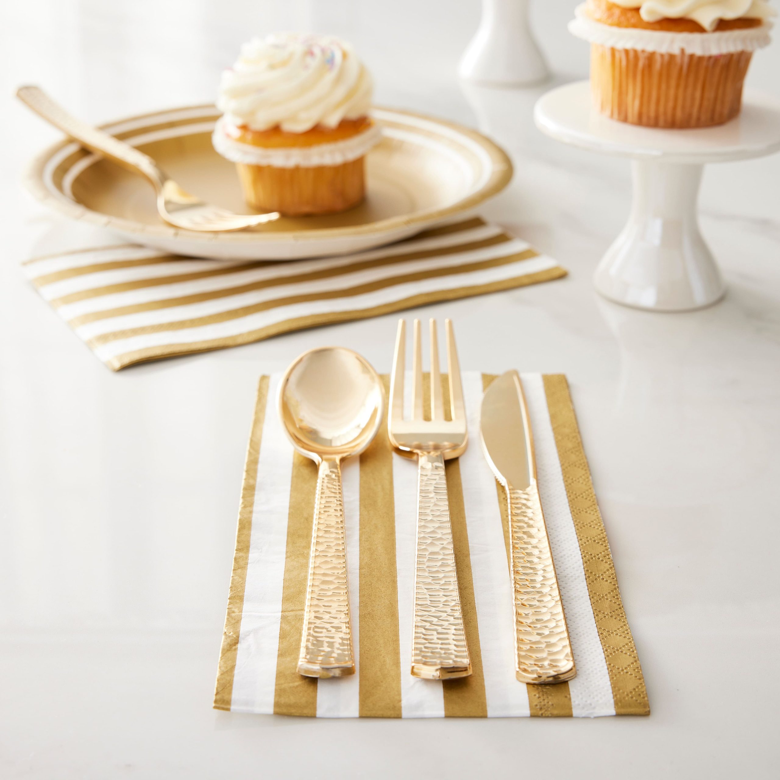 Gold Hammered Plastic Cutlery Set by Celebrate It™, 120ct. - Image 2