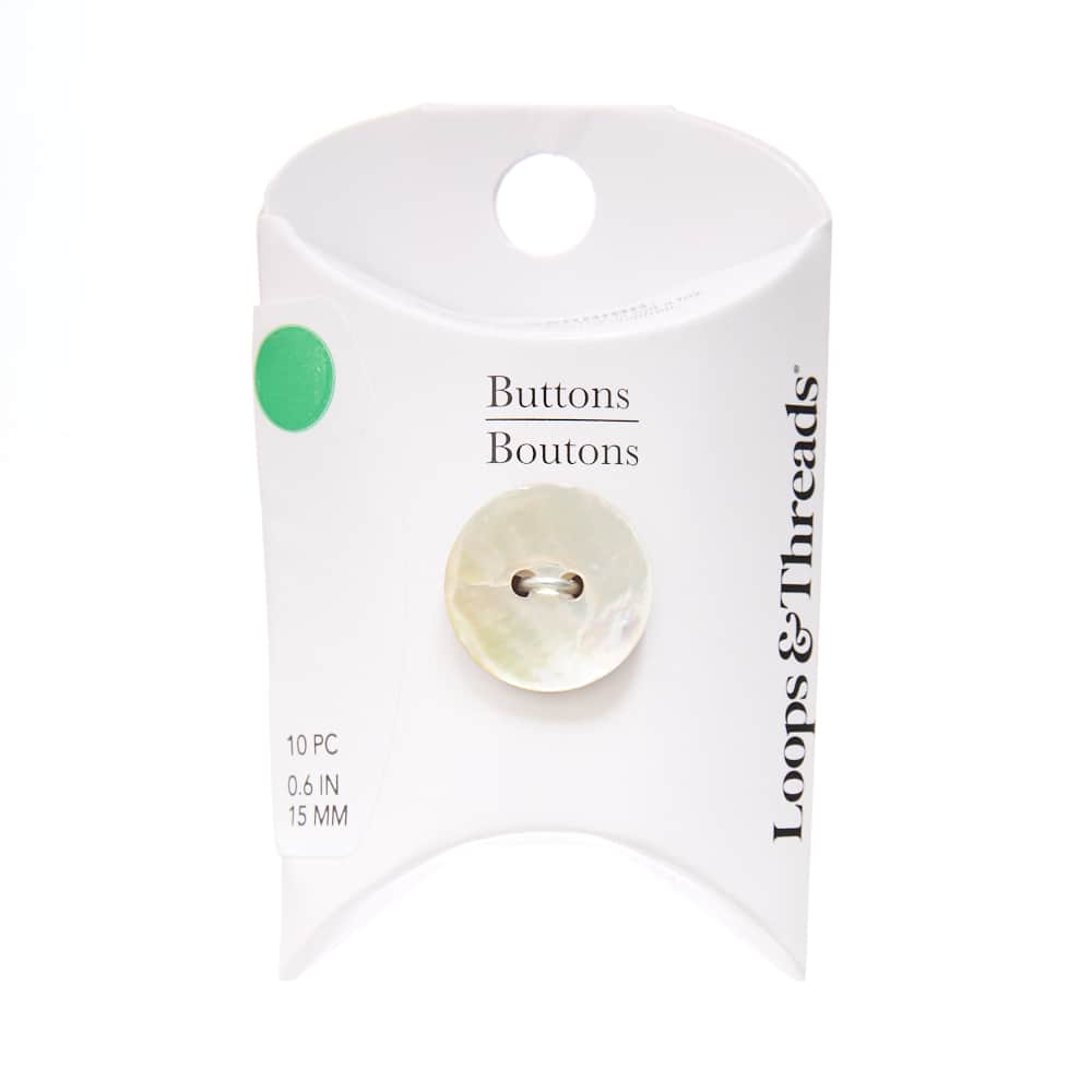 15mm Mother of Pearl Round Buttons, 10ct. by Loops & Threads®