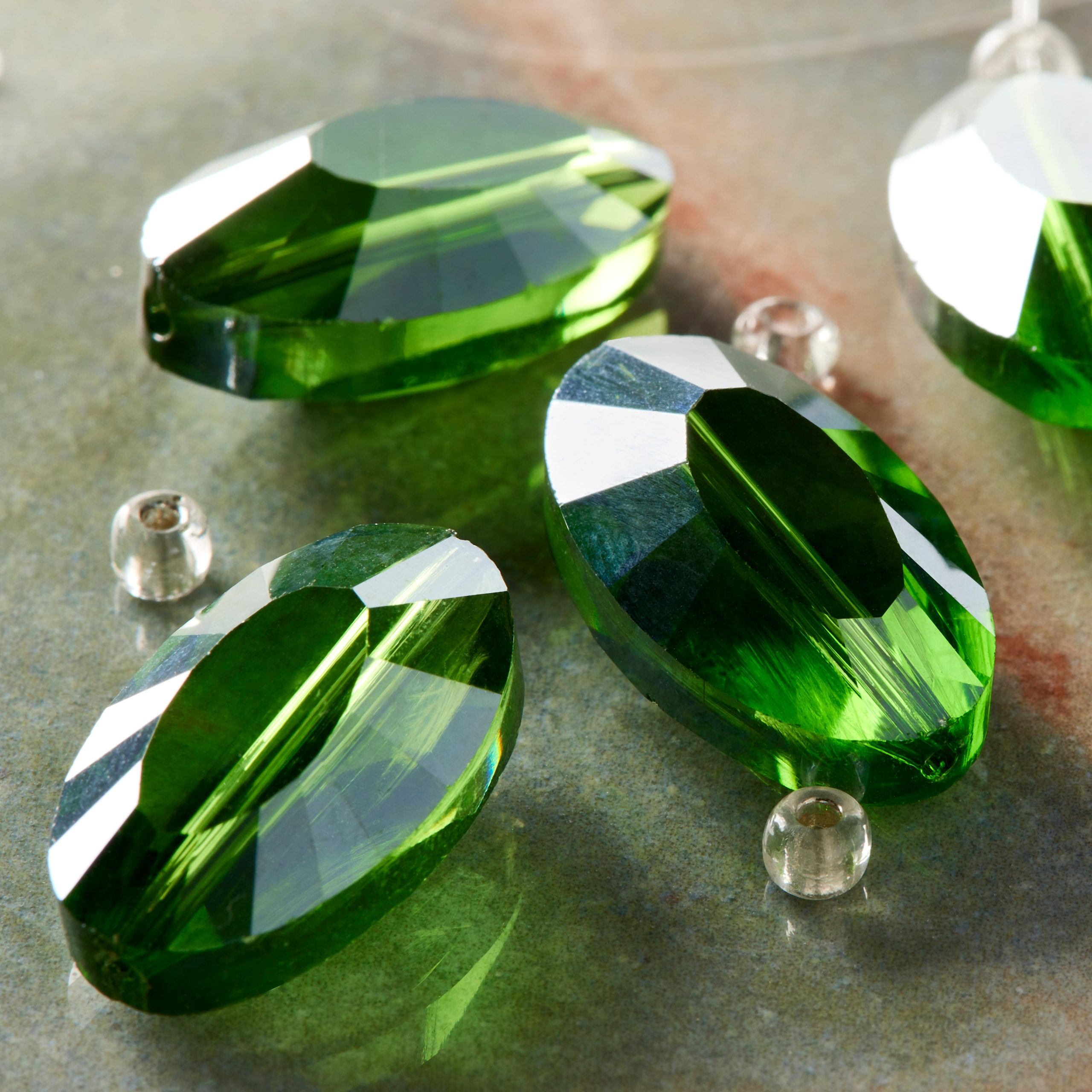 Green Glass Faceted Oval Beads, 20mm by Bead Landing™ - Image 2
