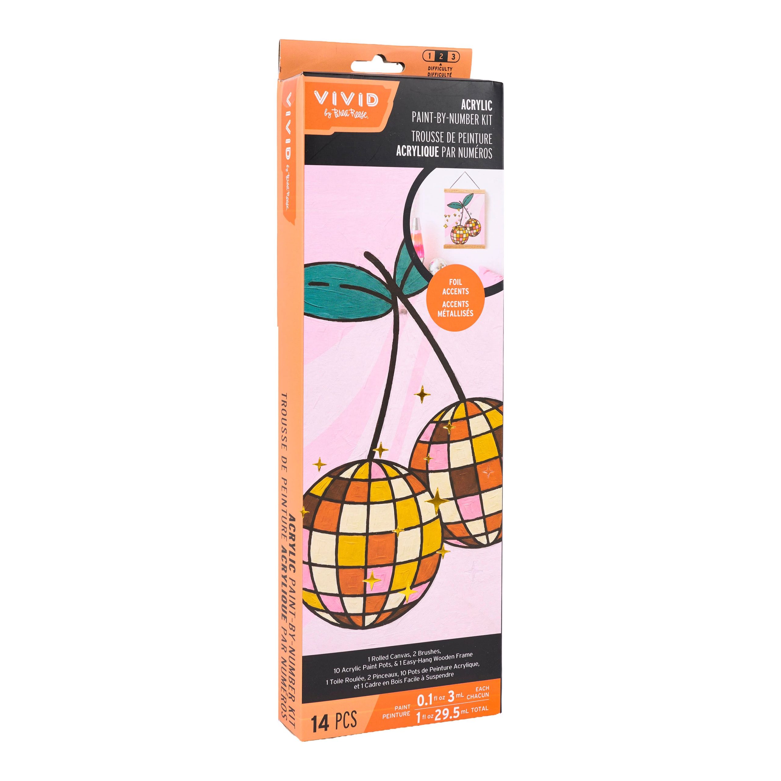 Vivid by Brea Reese® Disco Cherries Canvas Acrylic Paint by Number Kit - Image 3
