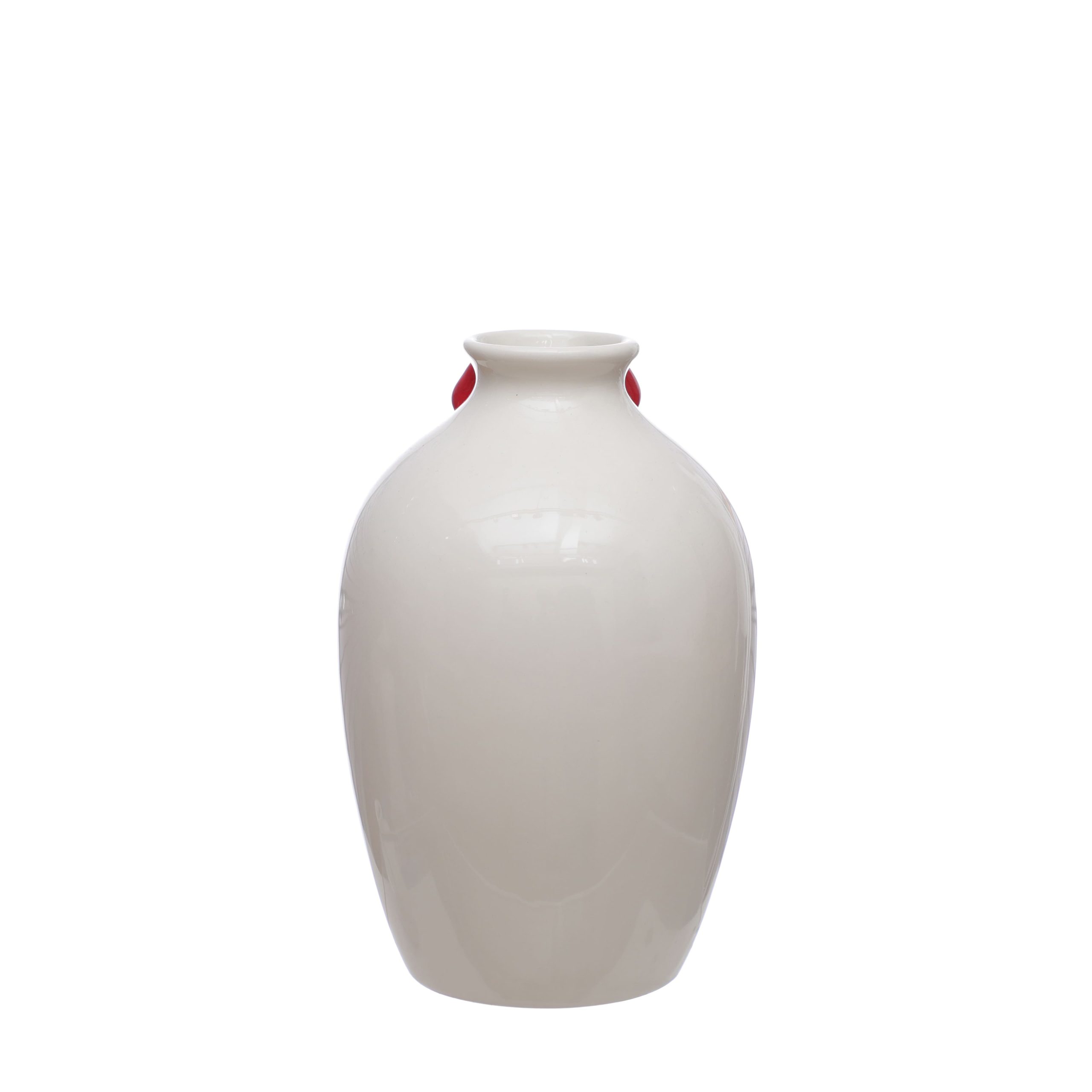 8" White Ceramic Vase with Red Bow Appliqué by Celebrate It™ - Image 3
