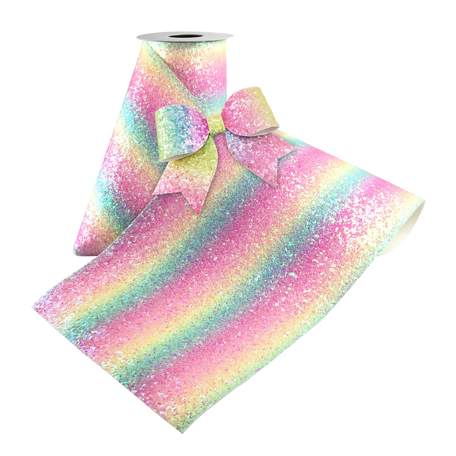 5.375" x 1yd. Pastel Rainbow Encrusted Glitter Ribbon by Celebrate It® - Image 2