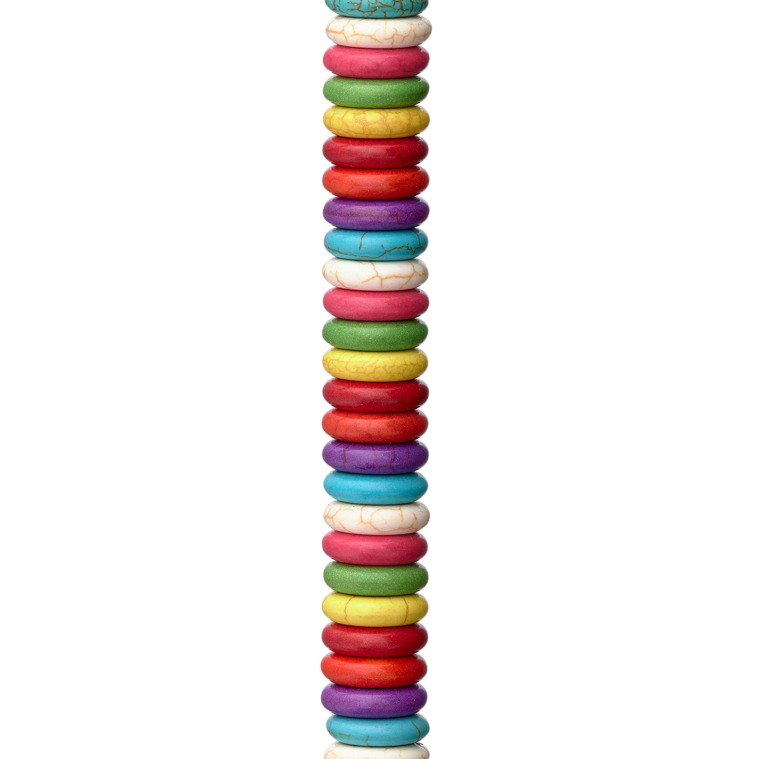 Colorful Howlite Stone Rondel Beads, 11mm by Bead Landing™
