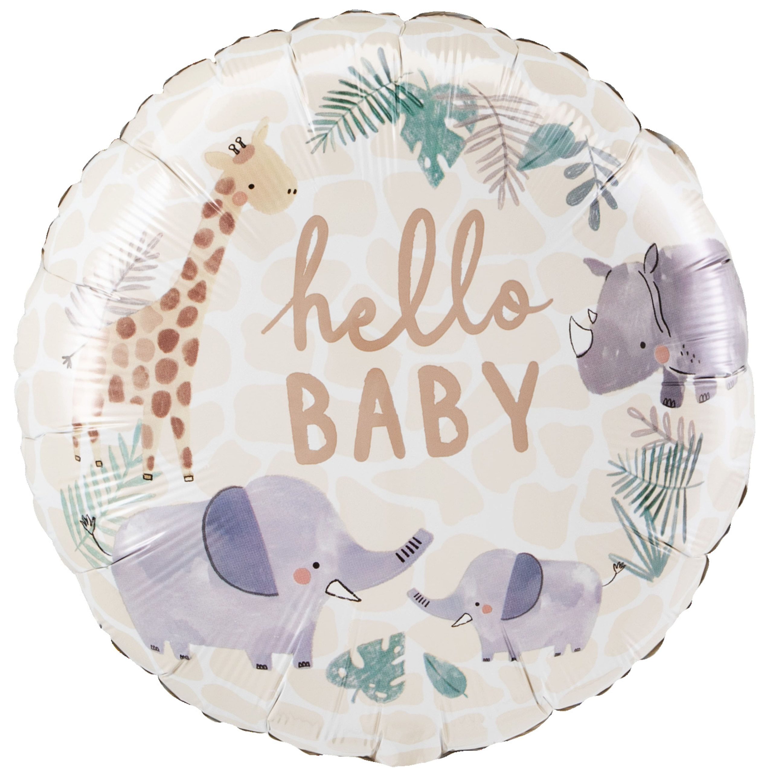 17" Soft Jungle Hello Baby Foil Balloon