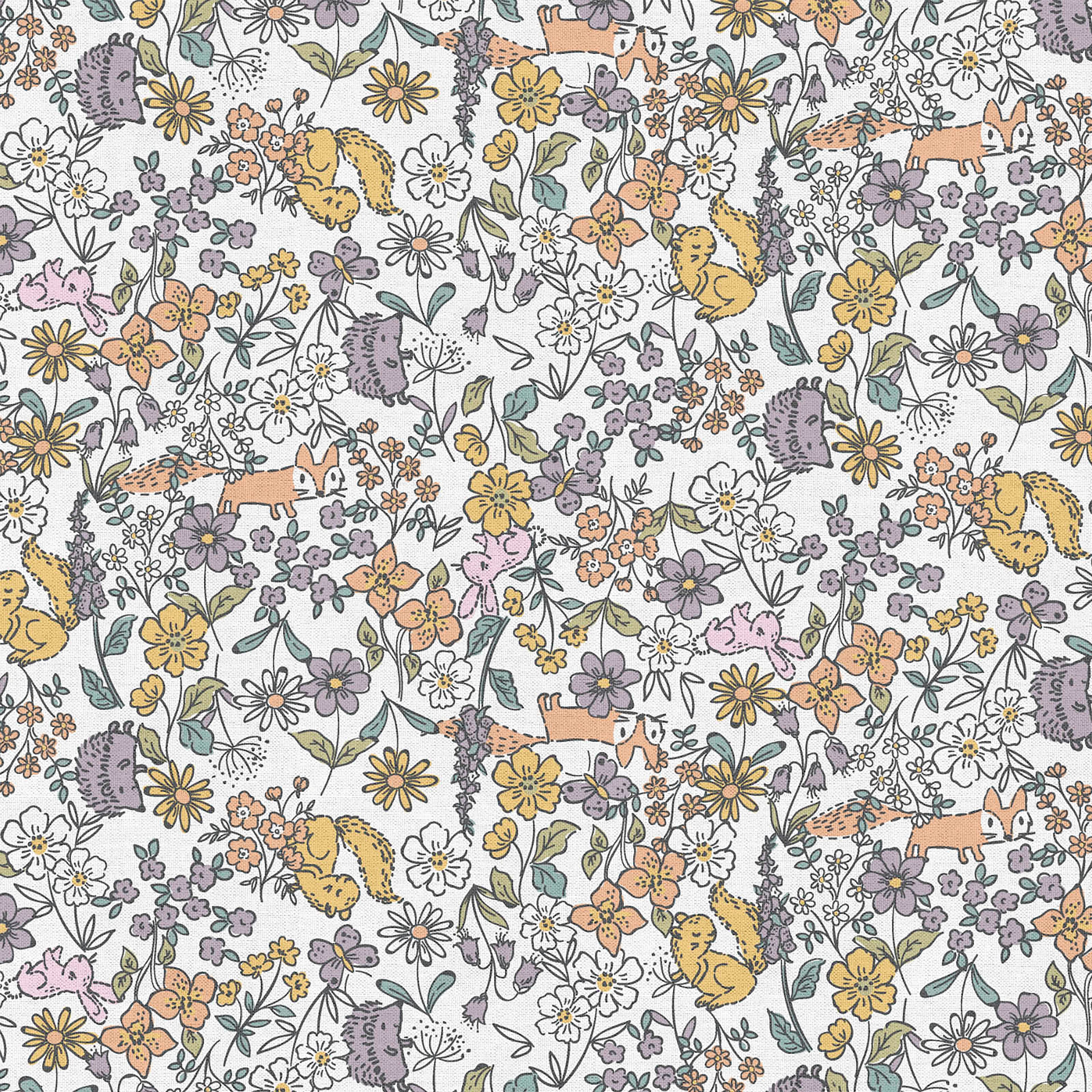 Fabric Editions White Peekaboo Cuties Cotton Fabric