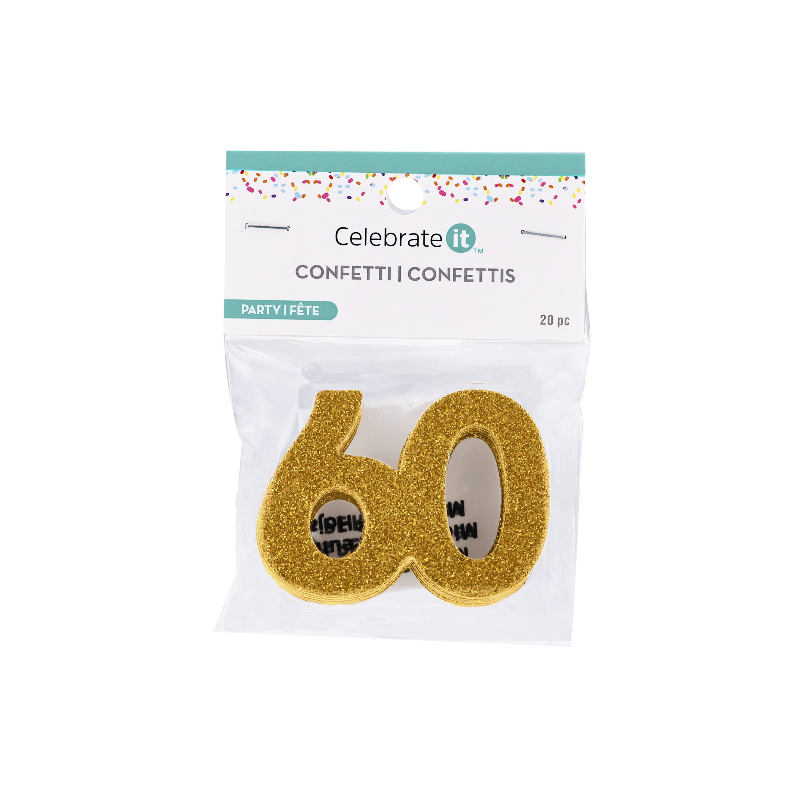 2" Gold 60 Glitter Confetti, 20ct. by Celebrate It™ - Image 2