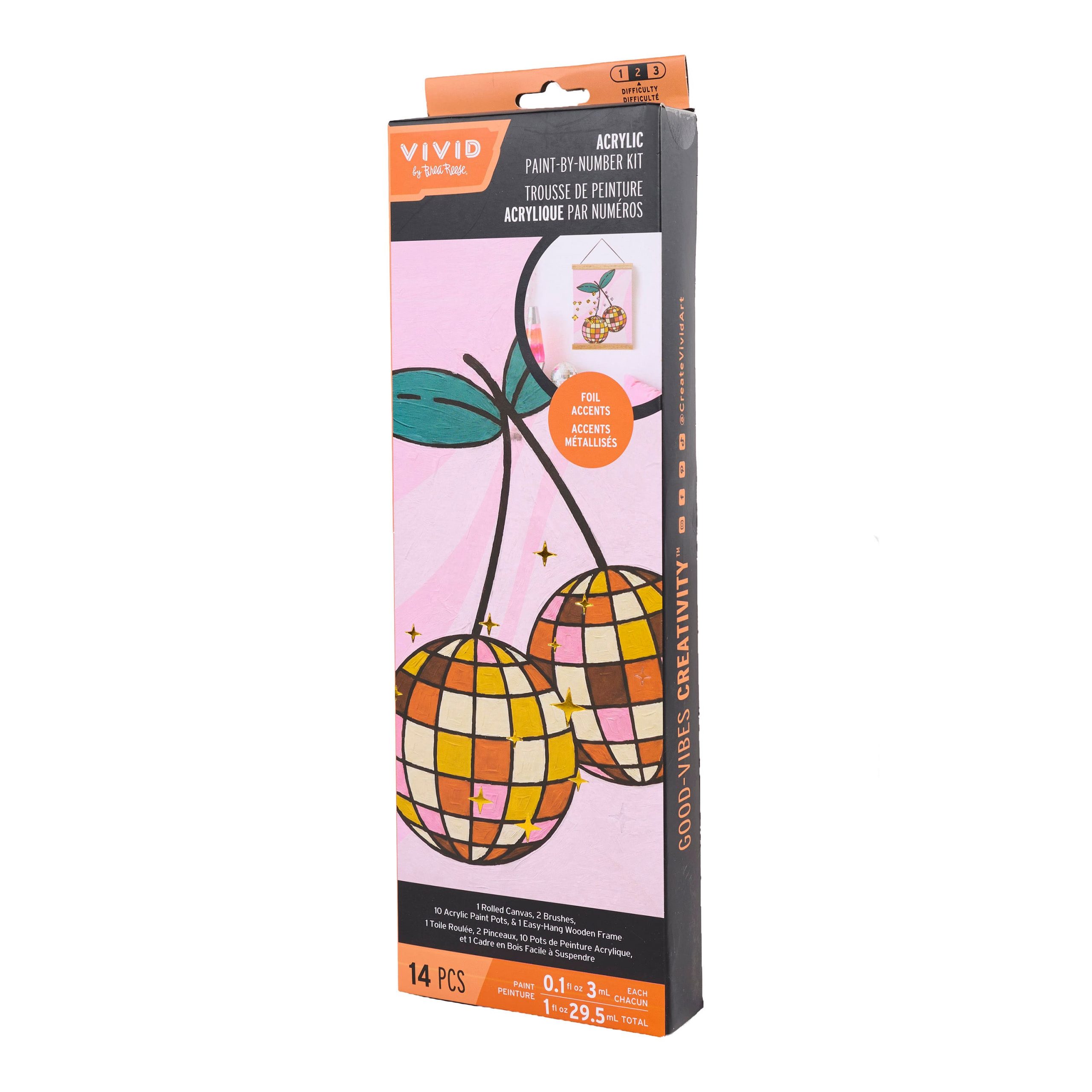 Vivid by Brea Reese® Disco Cherries Canvas Acrylic Paint by Number Kit - Image 4