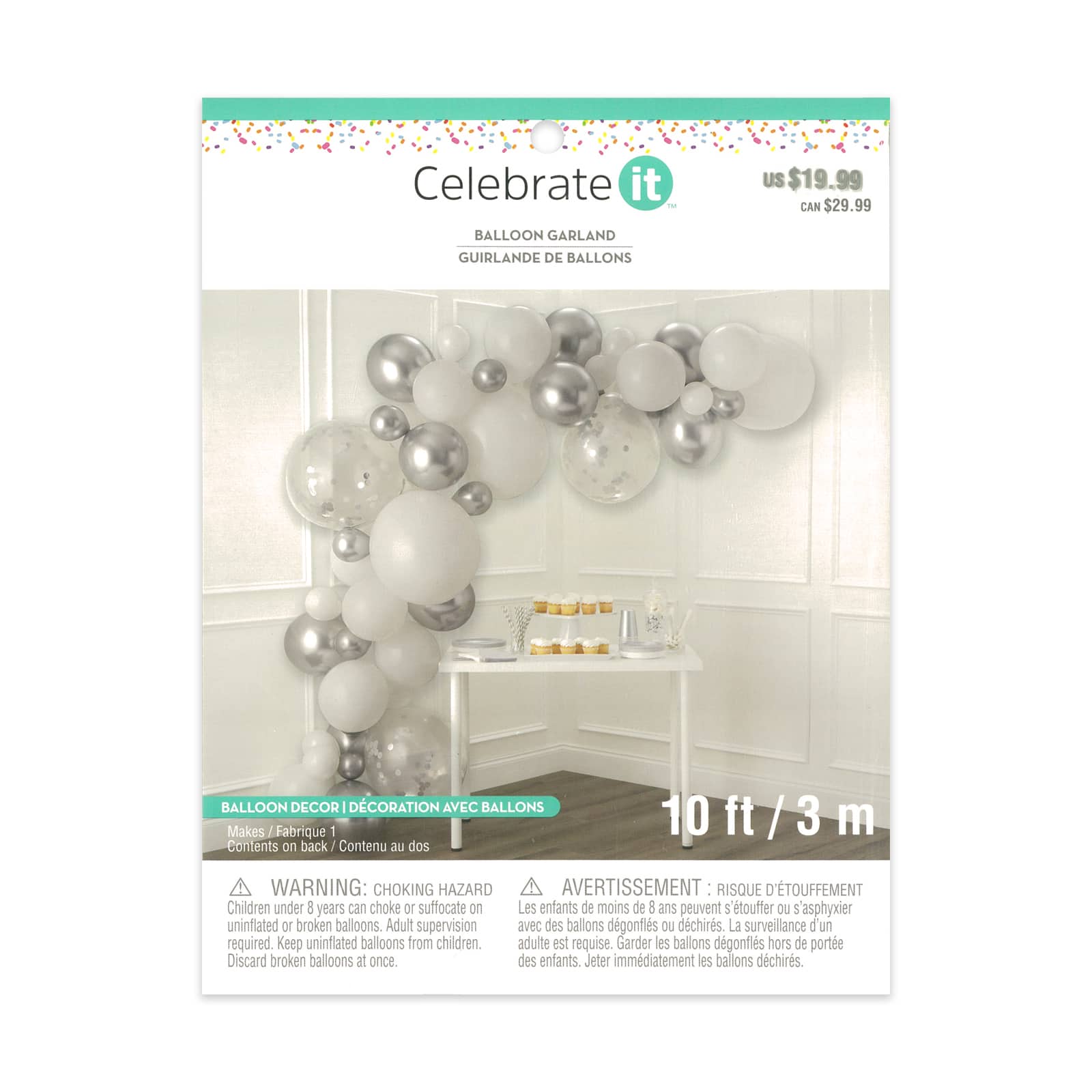 10ft. Silver & White Balloon Garland by Celebrate It™ - Image 3