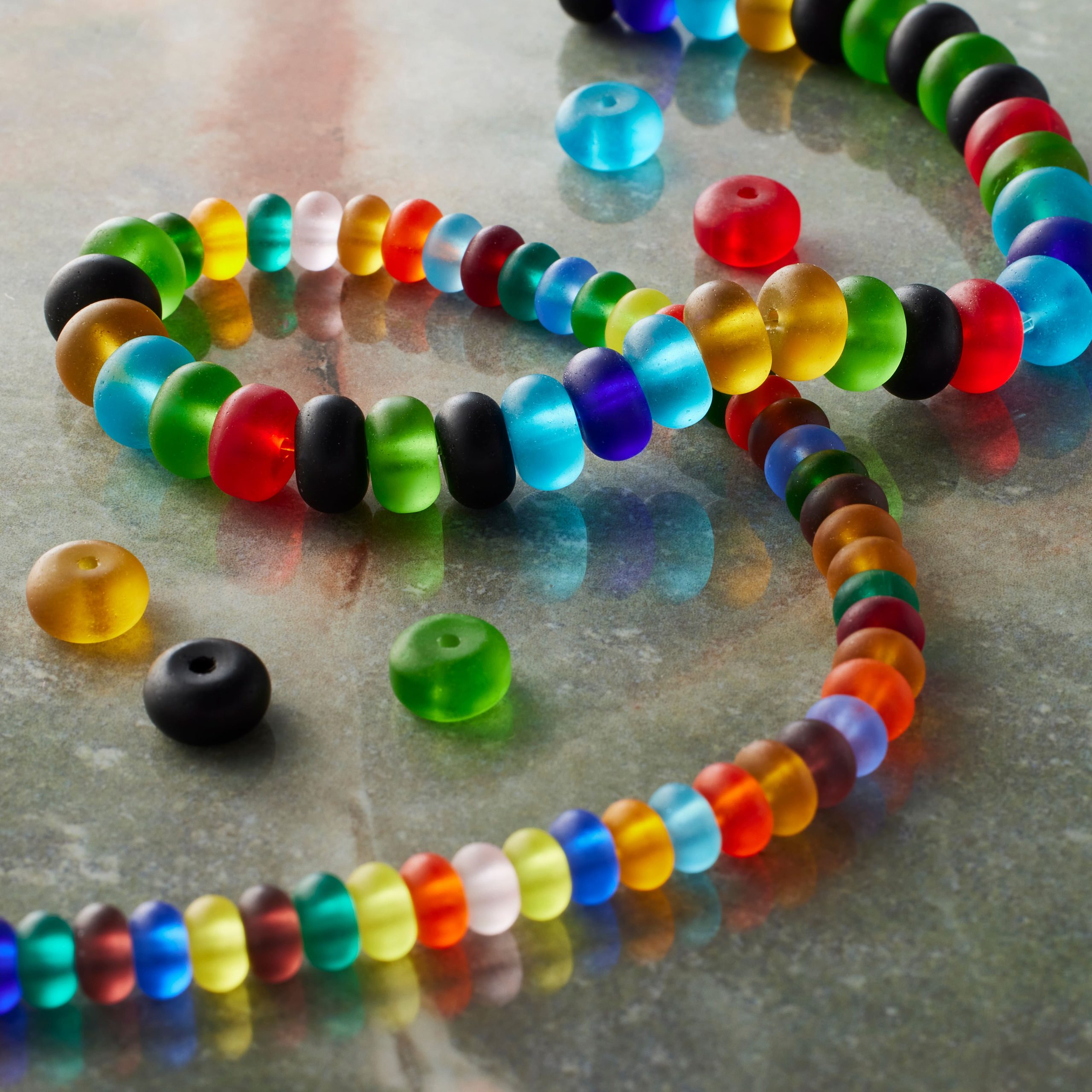 Multicolor Matte Glass Rondelle Bead Mix by Bead Landing™ - Image 2